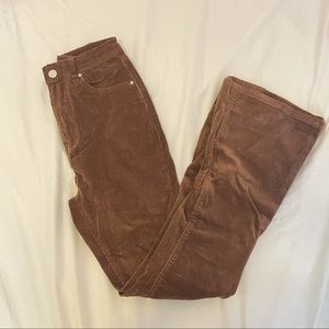 Brown corduroy flared skinny pants